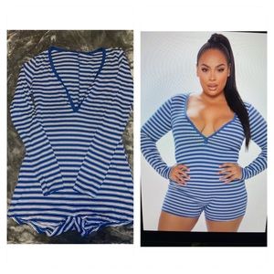 Striped Pajama One-Piece